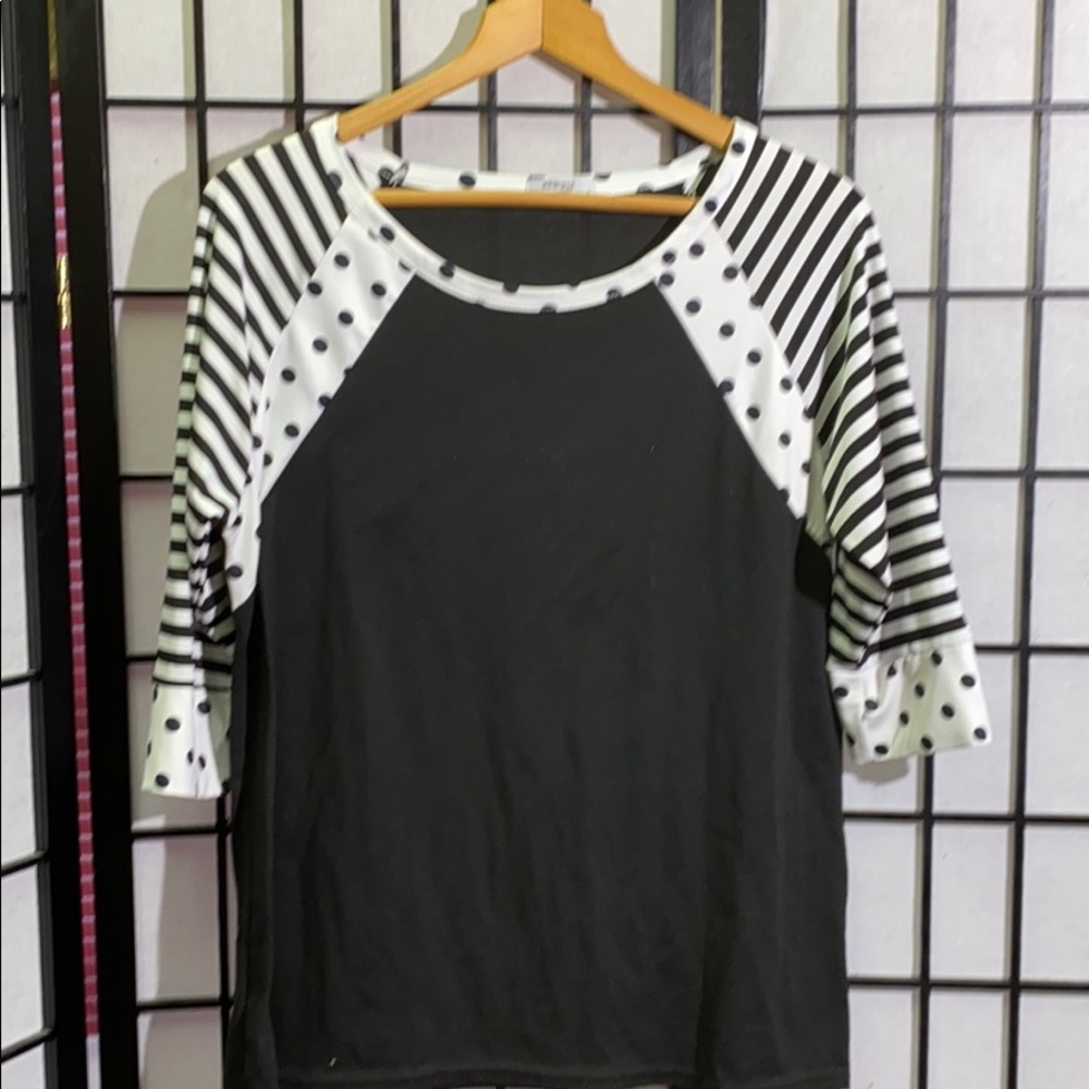 Meaveor Striped-Polka Dot Top Size L
